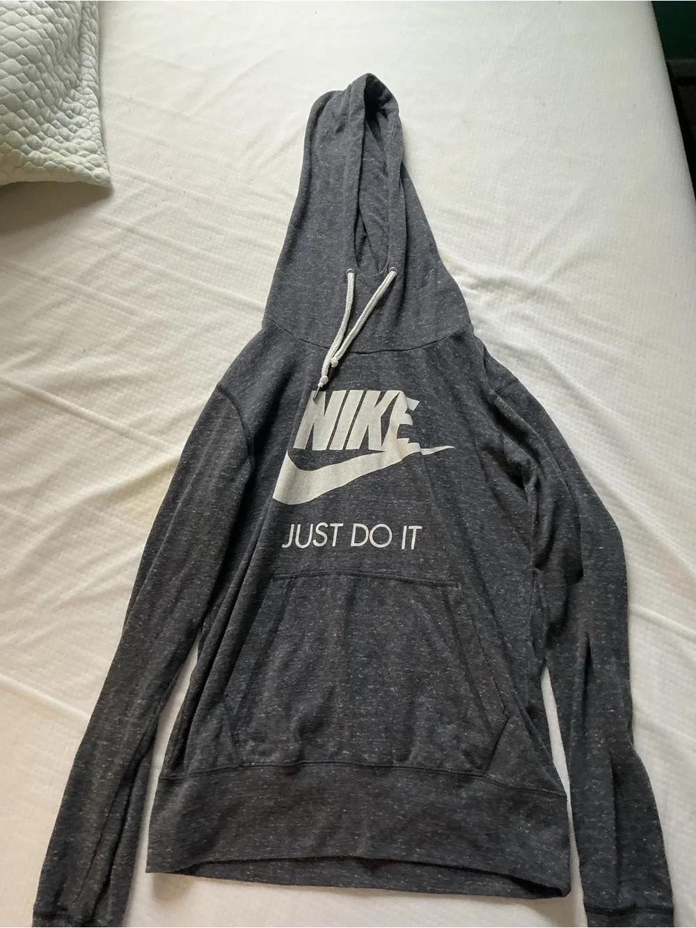 Nike Gray Hooded Sweatshirt with White Logo